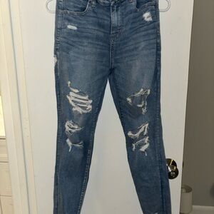 Distressed Blue Jeans